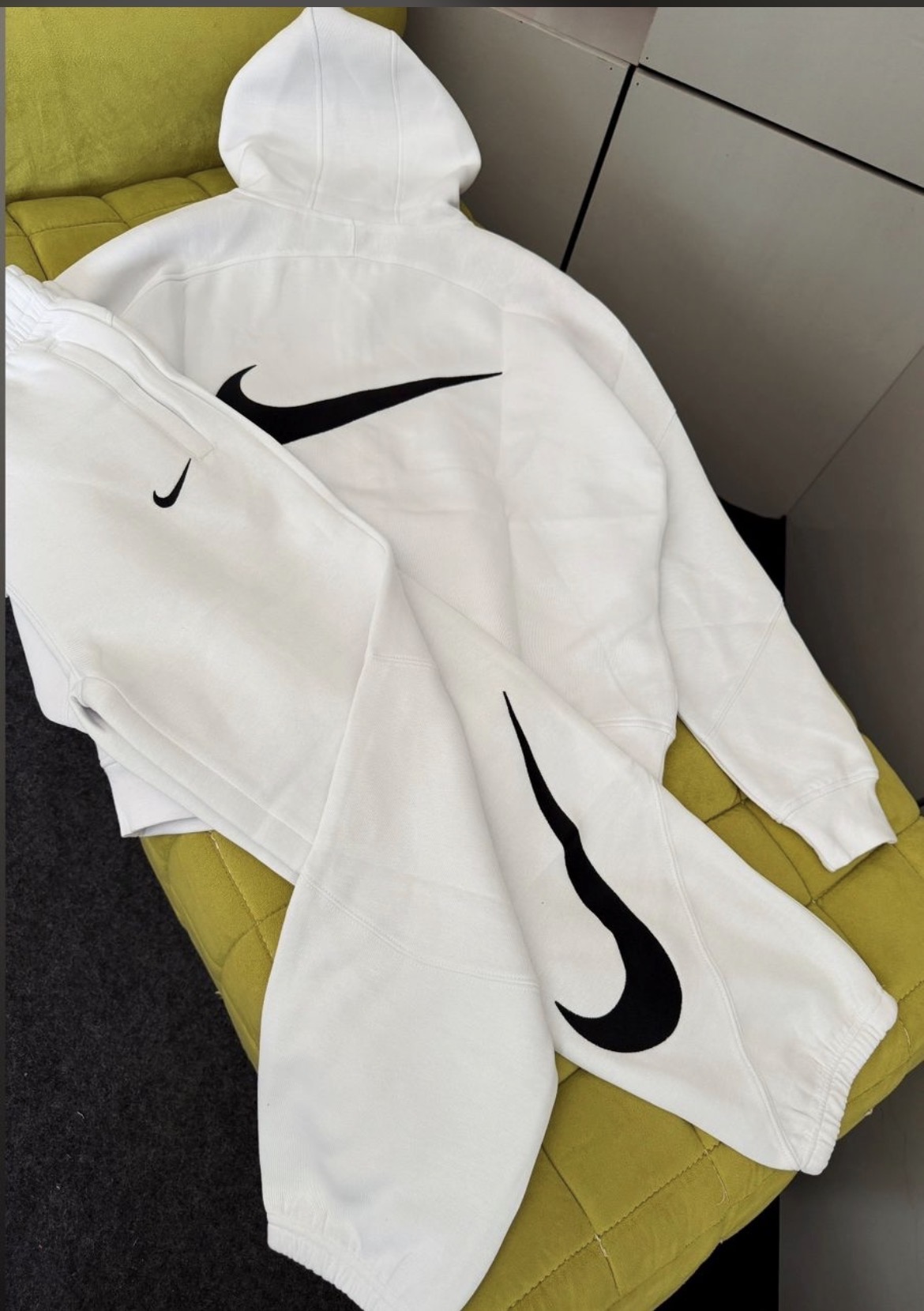 Nike White Fleece Hoodie & Jogger Set